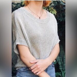 Vince Metallic chainmail knit Short Sleeve Sweater